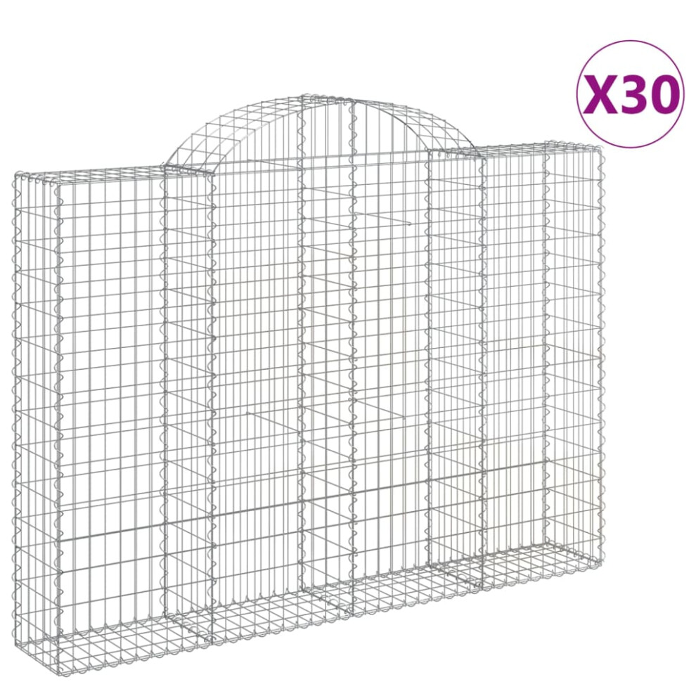 (200 x 30 x 140/160 cm/ 30 pcs) vidaXL Arched Gabion Basket Stone Basket Gabion Retaining Wall Galvanised Iron