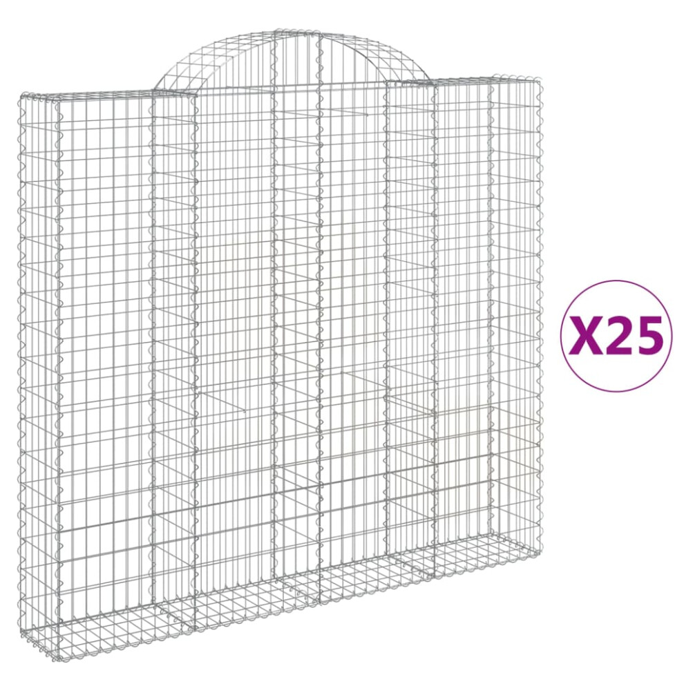 (200 x 30 x 180/200 cm/ 25 pcs) vidaXL Arched Gabion Basket Stone Basket Gabion Retaining Wall Galvanised Iron