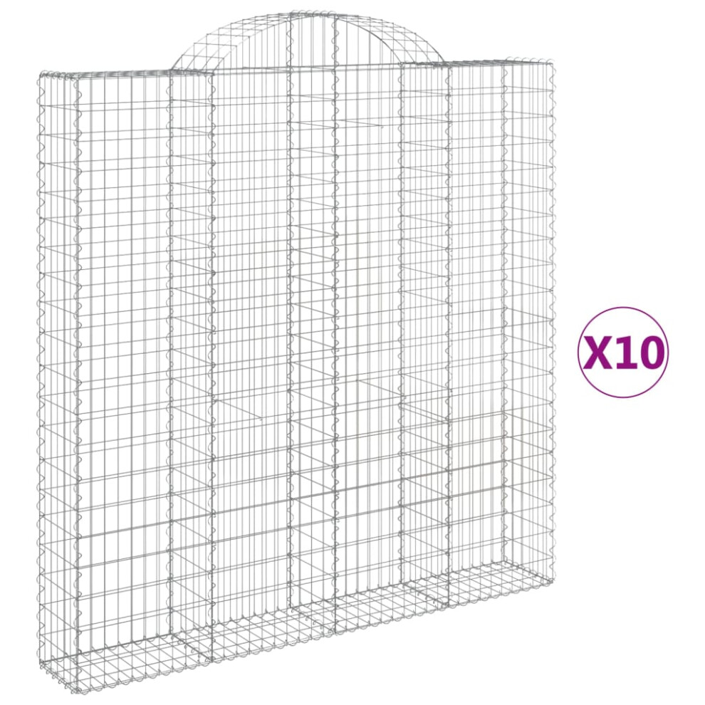 (200 x 30 x 200/220 cm/ 10 pcs) vidaXL Arched Gabion Basket Stone Basket Gabion Retaining Wall Galvanised Iron