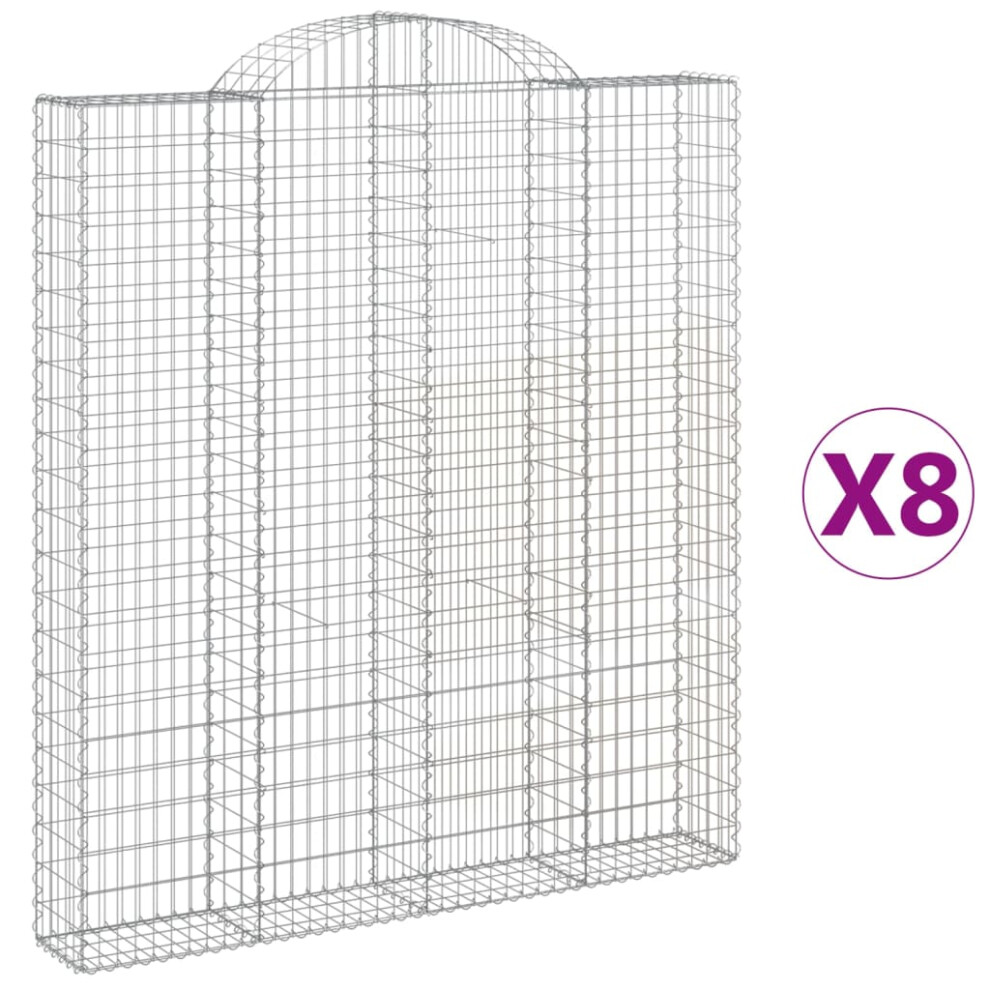 (200 x 30 x 220/240 cm/ 8 pcs) vidaXL Arched Gabion Basket Stone Basket Gabion Retaining Wall Galvanised Iron