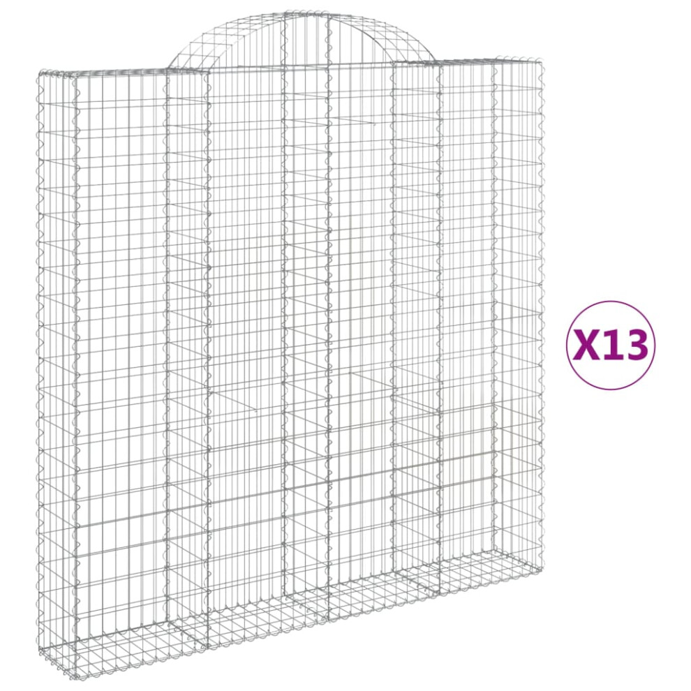 (200 x 30 x 200/220 cm/ 13 pcs) vidaXL Arched Gabion Basket Stone Basket Gabion Retaining Wall Galvanised Iron