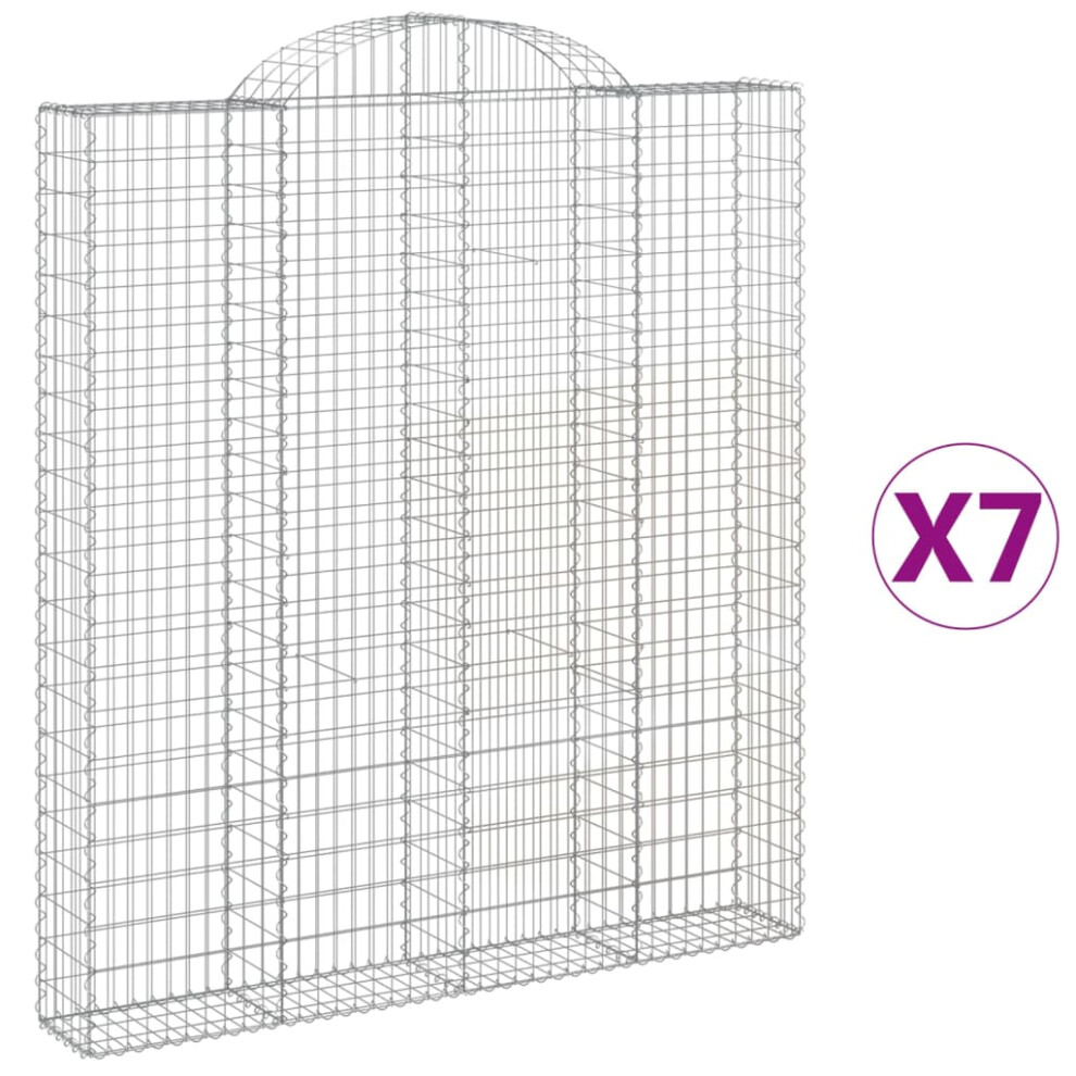 (200 x 30 x 220/240 cm/ 7 pcs) vidaXL Arched Gabion Basket Stone Basket Gabion Retaining Wall Galvanised Iron