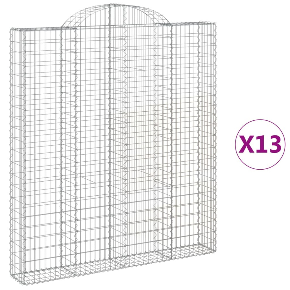 (200 x 30 x 220/240 cm/ 13 pcs) vidaXL Arched Gabion Basket Stone Basket Gabion Retaining Wall Galvanised Iron