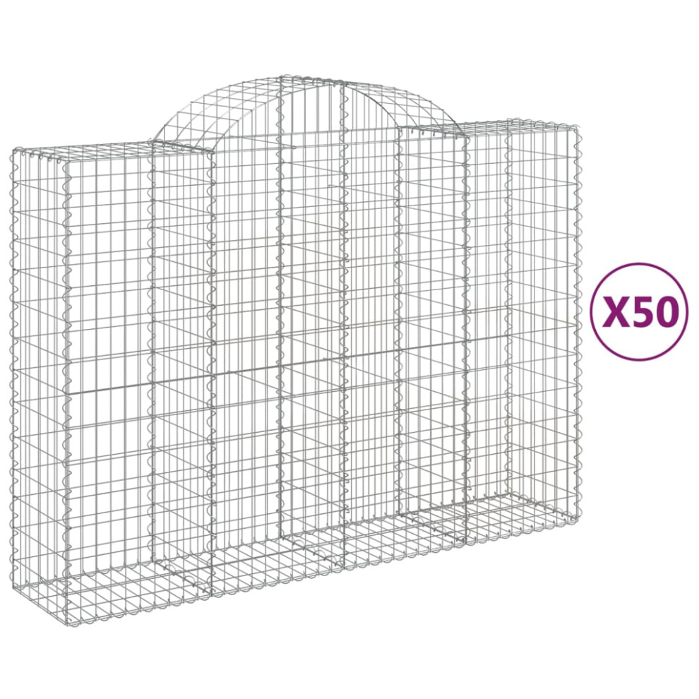 Vidaxl (200 X 50 X 140/160 Cm/ 50 Pcs) Arched Gabion Basket Stone Basket Gabion Retaining Wall Galvanised Iron