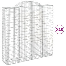 (200 x 50 x 200/220 cm/ 10 pcs) vidaXL Arched Gabion Basket Stone Basket Gabion Retaining Wall Galvanised Iron