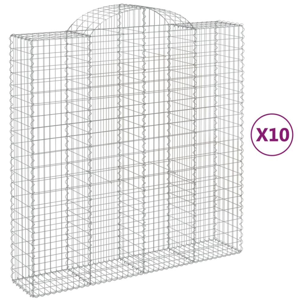 Vidaxl (200 X 50 X 200/220 Cm/ 10 Pcs) Arched Gabion Basket Stone Basket Gabion Retaining Wall Galvanised Iron