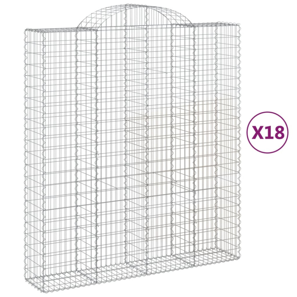 Vidaxl (200 X 50 X 220/240 Cm/ 18 Pcs) Arched Gabion Basket Stone Basket Gabion Retaining Wall Galvanised Iron