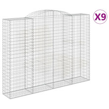 (300 x 50 x 220/240 cm/ 9 pcs) vidaXL Arched Gabion Basket Stone Basket Gabion Retaining Wall Galvanised Iron