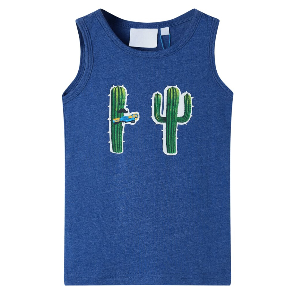 (dark blue, 140 (9-10y)) Kids' Tank Top Sleeveless Children's Camisole Undershirt Vest Cactus Print