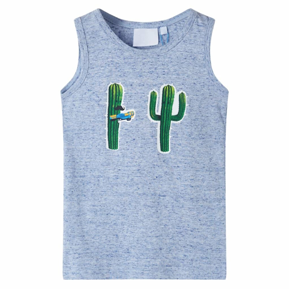 New Vidaxl Girls (, 104 (3-4Y)) Kids' Tank Top Sleeveless Children's Camisole Undershirt Vest Cactus Print Blue