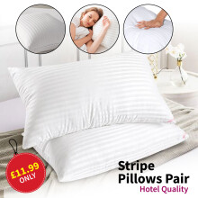 (Stripe Pillow Pair) Dream Sleep Premier Hotel Quality Pillows Anti Allergy Jumbo Super Bounce Back Pillows Ultra Loft Luxury Extra Filled Pillow- 2 Pack