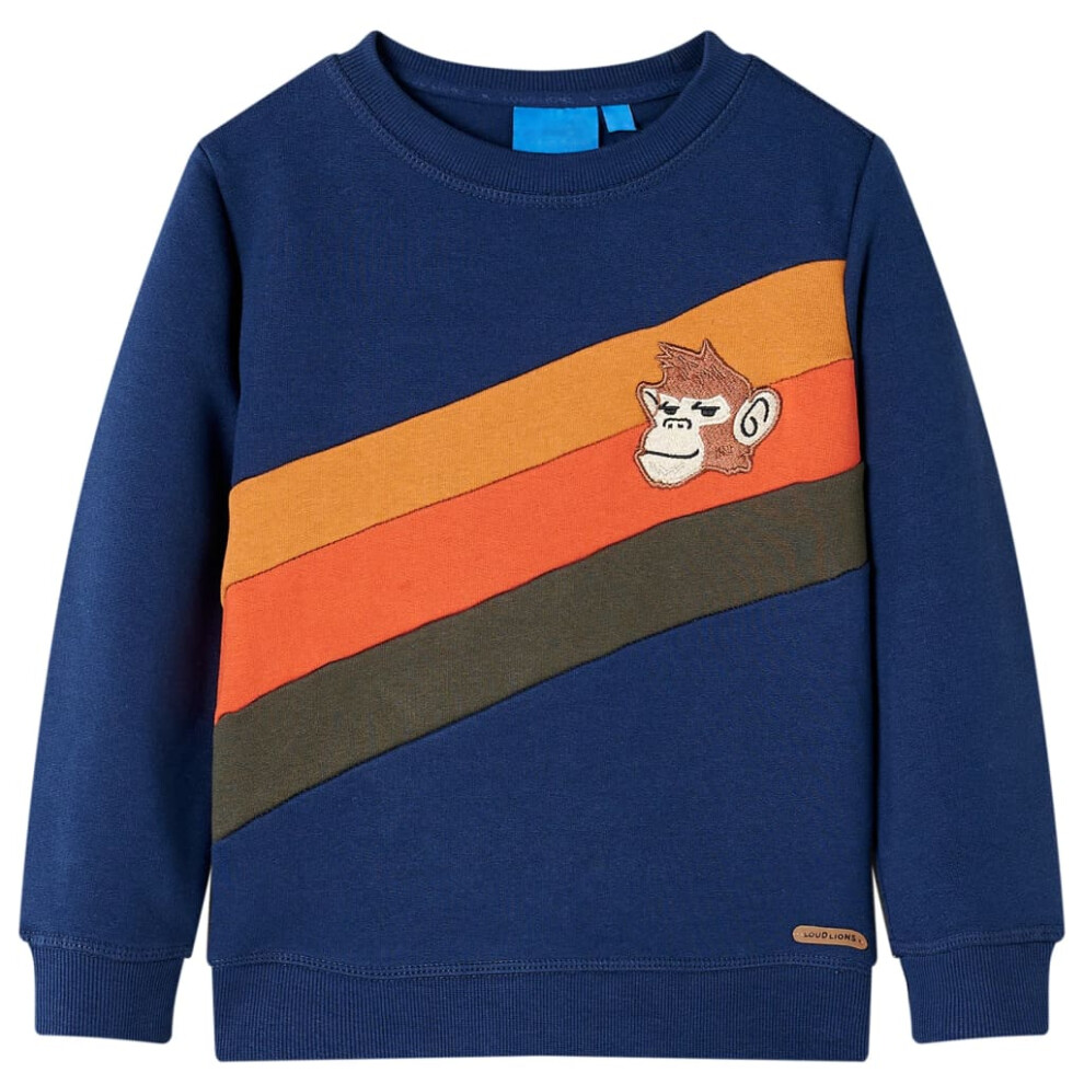 Vidaxl (Navy, 104 (3-4Y)) Kids' Sweatshirt Children Long Sleeves Toddler Pullover Kids' Top Navy 140