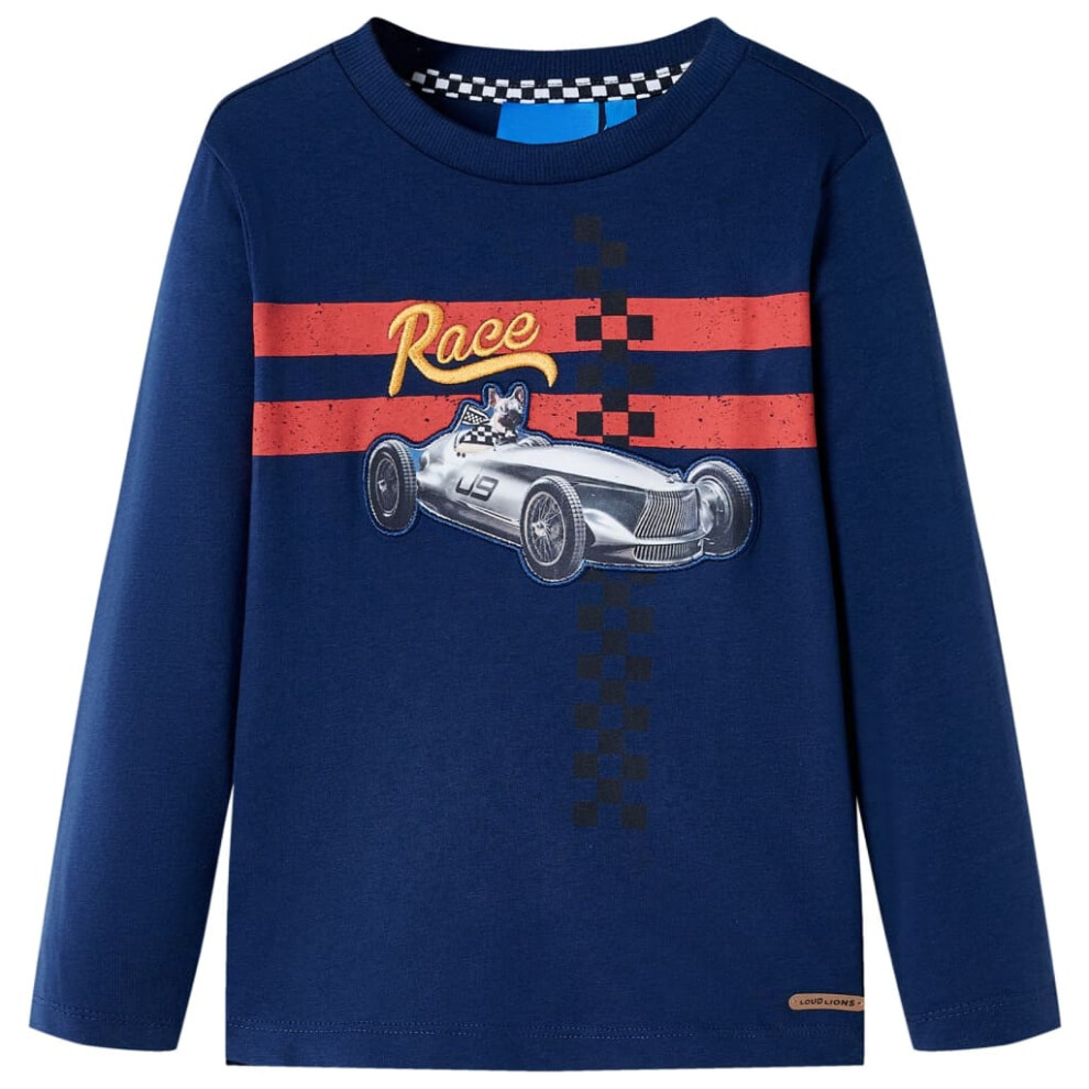 (navy, 92 (1.5-2y)) Kids' T-shirt with Long Sleeves Children's T Shirt Tee Race Car and Dog Print