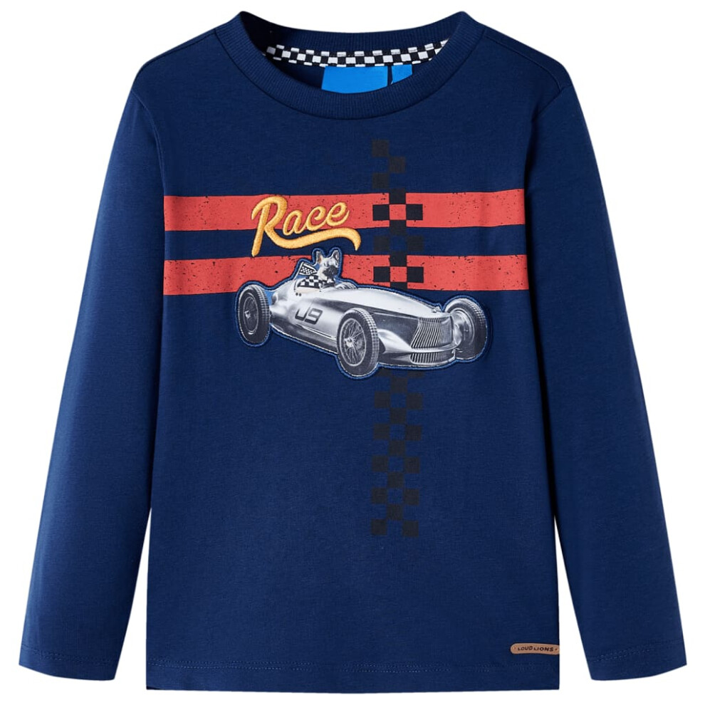 (navy, 104 (3-4y)) Kids' T-shirt with Long Sleeves Children's T Shirt Tee Race Car and Dog Print