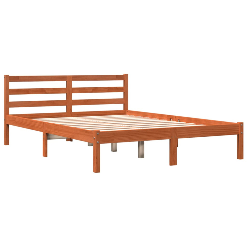 (140 x 190 cm) vidaXL Bed Frame Bed Base Wax Brown 120x190 cm Small Double Solid Wood Pine