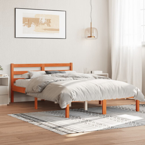 VidaXL (150 x 200 cm) vidaXL Bed Frame Bedroom Bedstead Bed Base Mattress Foundation Solid Wood Pine 2