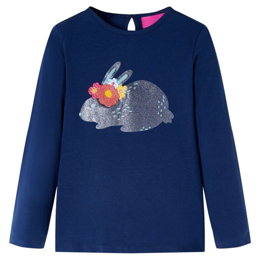 (blue, 92 (1.5-2y)) Kids' T-shirt with Long Sleeves Children's T Shirt Tee Top Glittering Rabbit