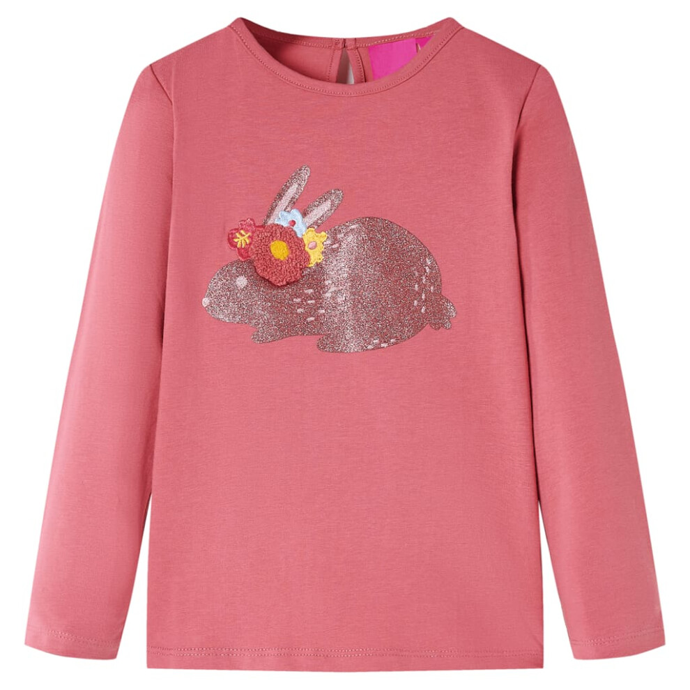 (pink, 92 (1.5-2y)) Kids' T-shirt with Long Sleeves Children's T Shirt Tee Top Glittering Rabbit