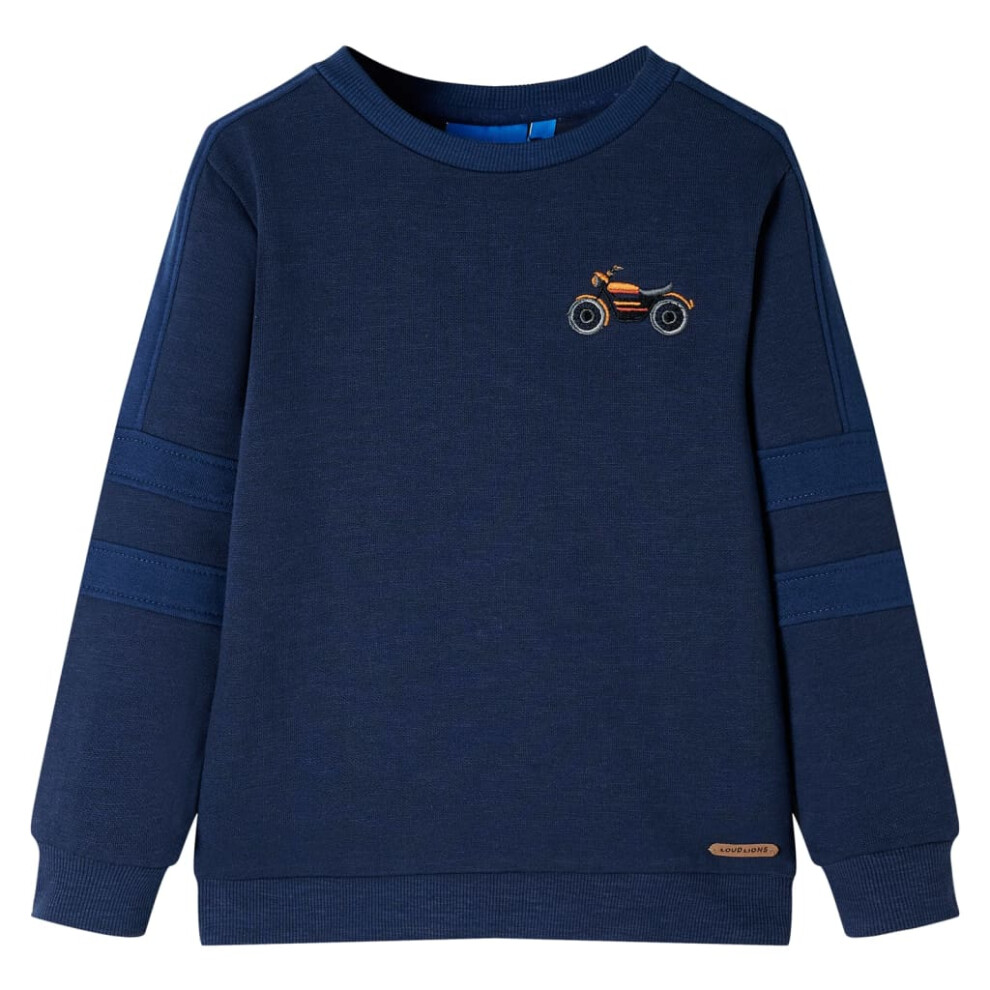 (navy, 140 (9-10y)) Kids' Sweatshirt Children's Long Sleeves Pullover Toddler Top Motorcycle Print