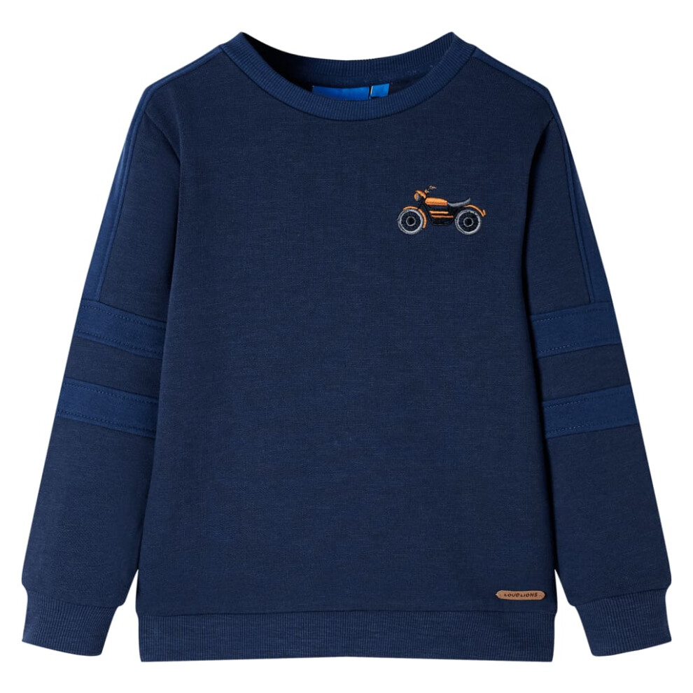 (navy, 104 (3-4y)) Kids' Sweatshirt Children's Long Sleeves Pullover Toddler Top Motorcycle Print