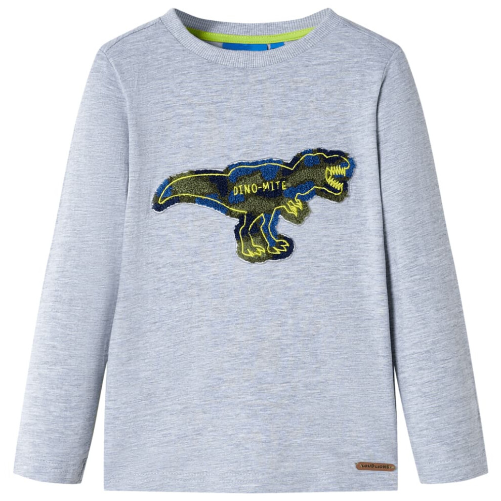 (grey, 92 (1.5-2y)) Kids' T-shirt with Long Sleeves Children's T Shirt Tee Top Dinosaur Design