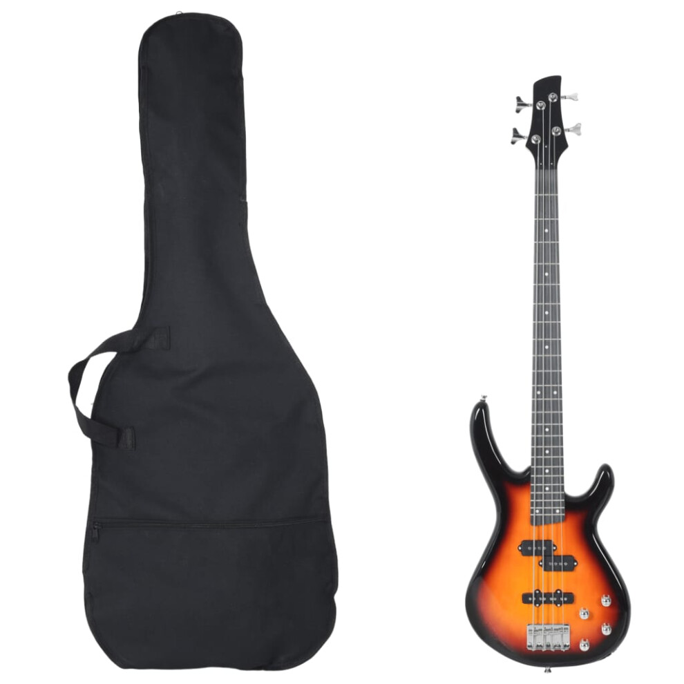 (brown and black) vidaXL Electric Bass Guitar for Beginner with Bag Precision Bass Jazz Bass