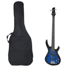 (blue and black) vidaXL Electric Bass Guitar for Beginner with Bag Precision Bass Jazz Bass