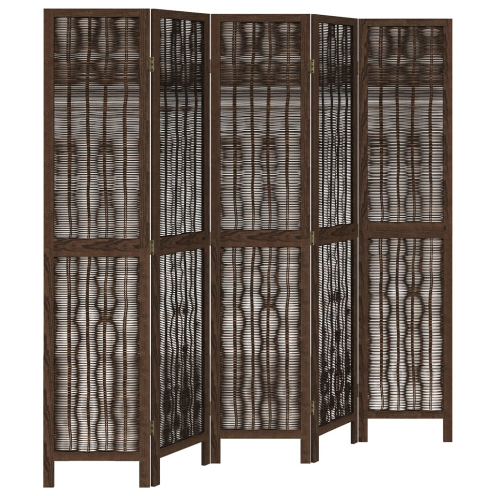 (40 X 180 cm/ 5 piece) vidaXL Room Divider Panel Room Privacy Screen Dark Brown Solid Wood Paulownia