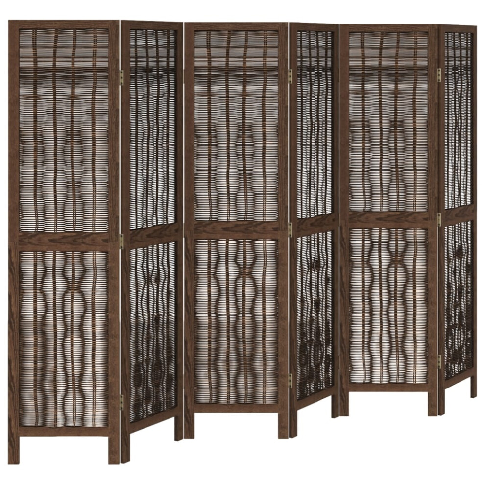 Vidaxl (40 X 160 Cm/ 6 Piece) Room Divider Panel Room Privacy Screen Dark Brown Solid Wood Paulownia