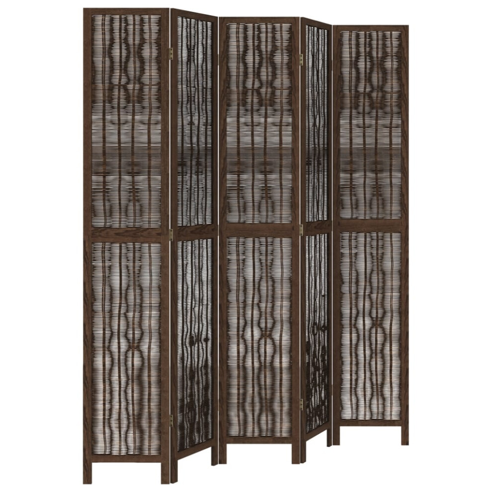 (40 x 220 cm/ 5 piece) vidaXL Room Divider Panel Room Privacy Screen Dark Brown Solid Wood Paulownia