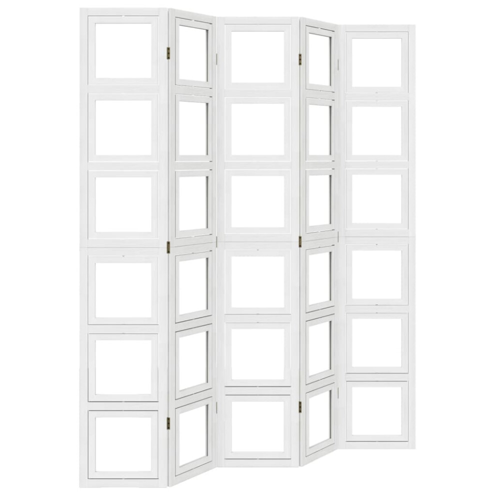 (40 x 220 cm/ 5 piece) vidaXL Room Divider Panel Office Privacy Screen White Solid Wood Paulownia