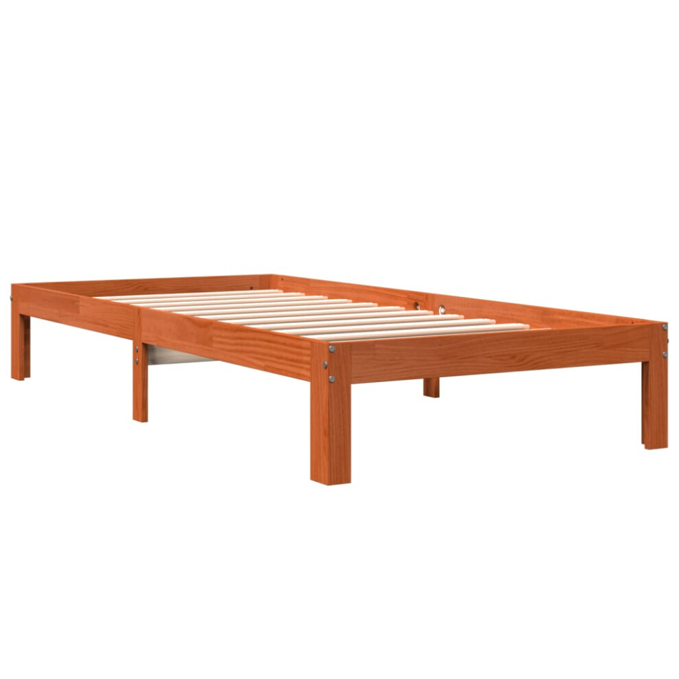 Vidaxl (75 X 190 Cm) Bed Frame Bed Base Bedstead Wax Brown 90X190 Cm Single Solid Wood Pine