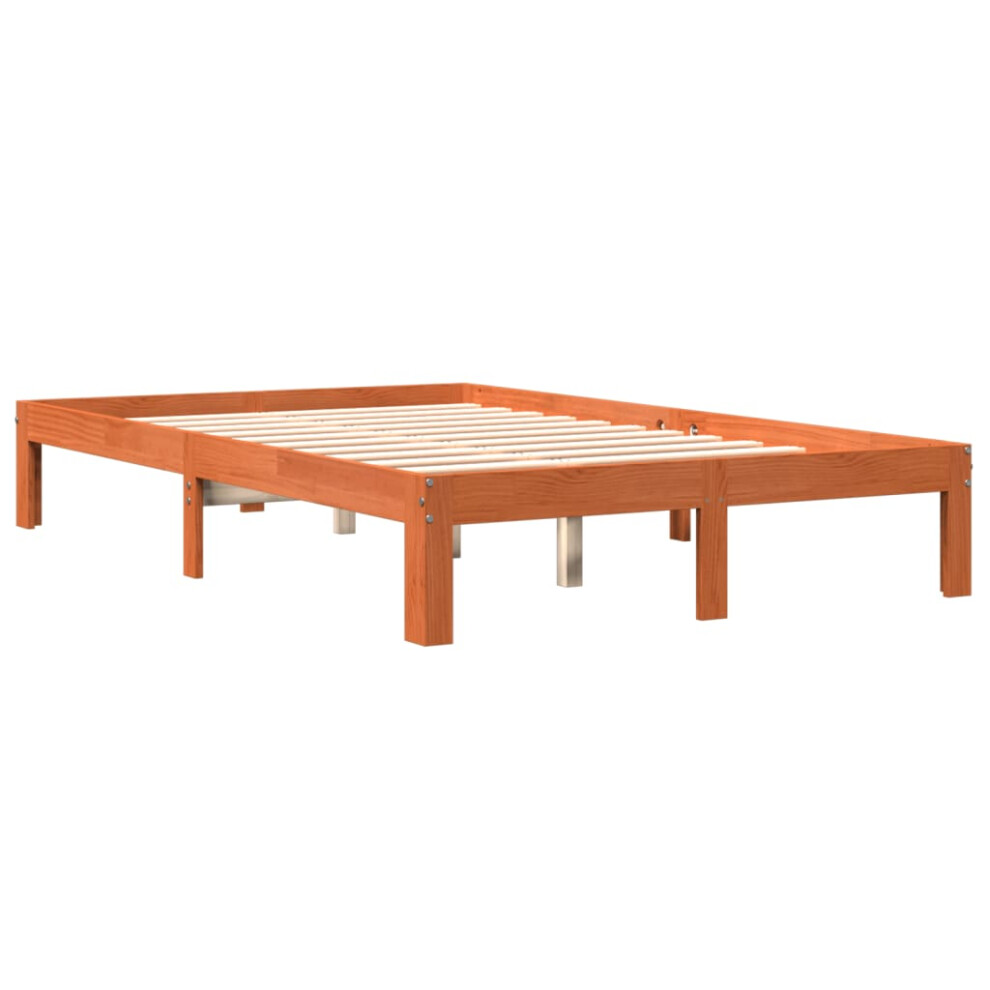 Vidaxl (140 X 200 Cm) Bed Frame Bed Base Bedstead Wax Brown 90X190 Cm Single Solid Wood Pine