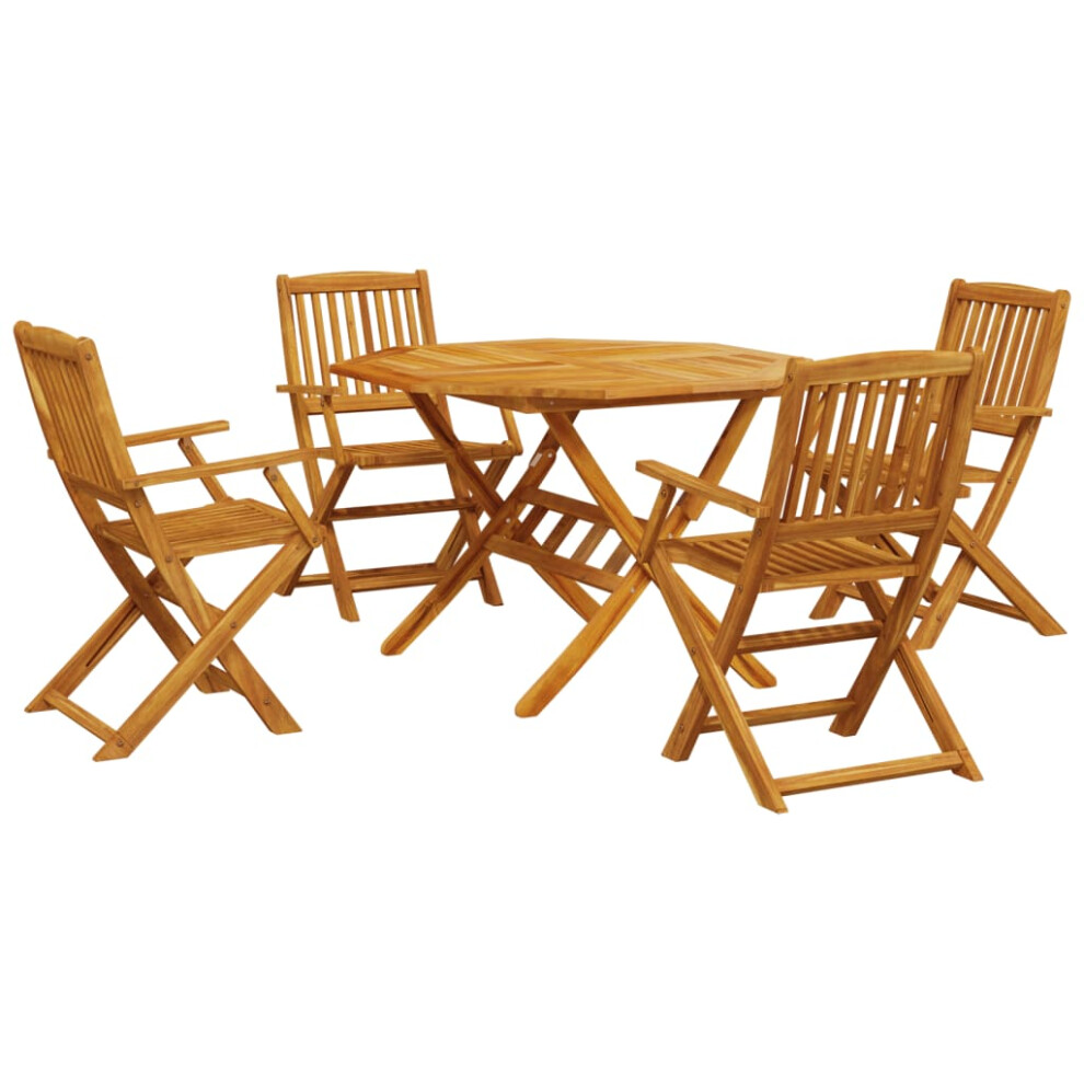 (with armrest) vidaXL Garden Dining Set Outdoor Table And Chairs 5 Piece Solid Wood Acacia