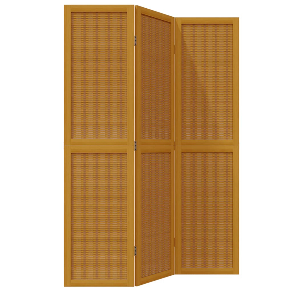 (40 x 160 cm/ 3 piece) vidaXL Room Divider Panel Office Privacy Screen Brown Solid Wood Paulownia