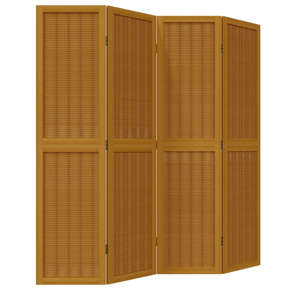 (40 x 160 cm/ 4 piece) vidaXL Room Divider Panel Office Privacy Screen Brown Solid Wood Paulownia