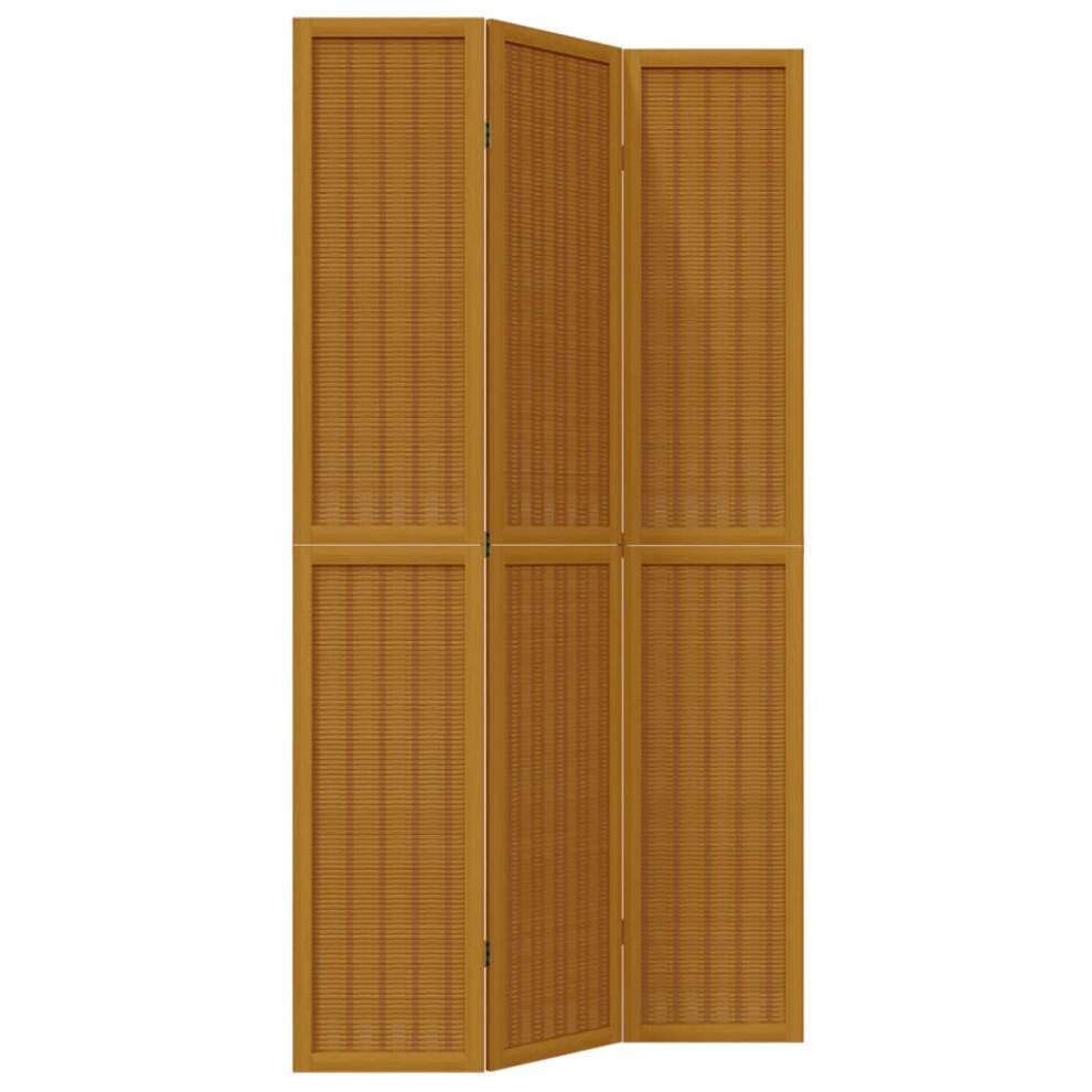 (40 x 220 cm/ 3 piece) vidaXL Room Divider Panel Office Privacy Screen Brown Solid Wood Paulownia