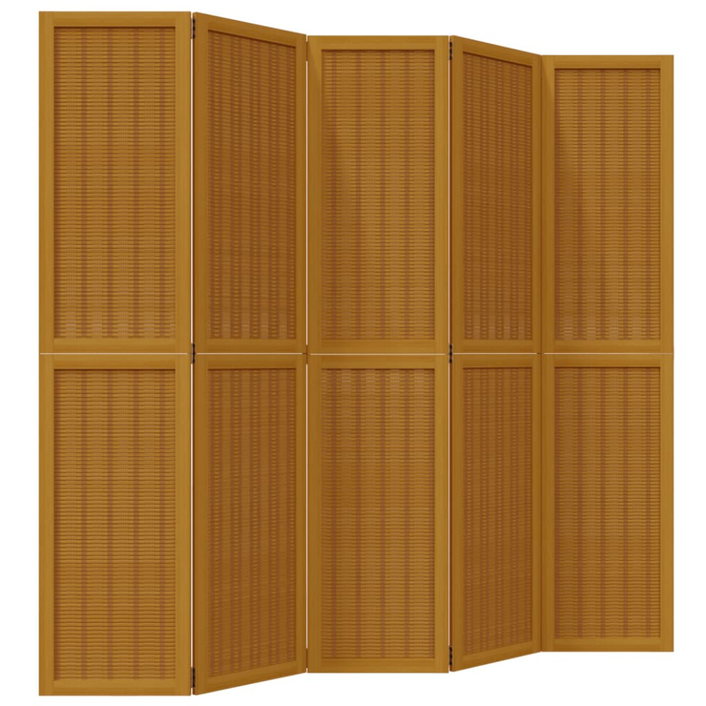 (40 x 180 cm/ 5 piece) vidaXL Room Divider Panel Office Privacy Screen Brown Solid Wood Paulownia-image-OPC-PDY282K-NEW