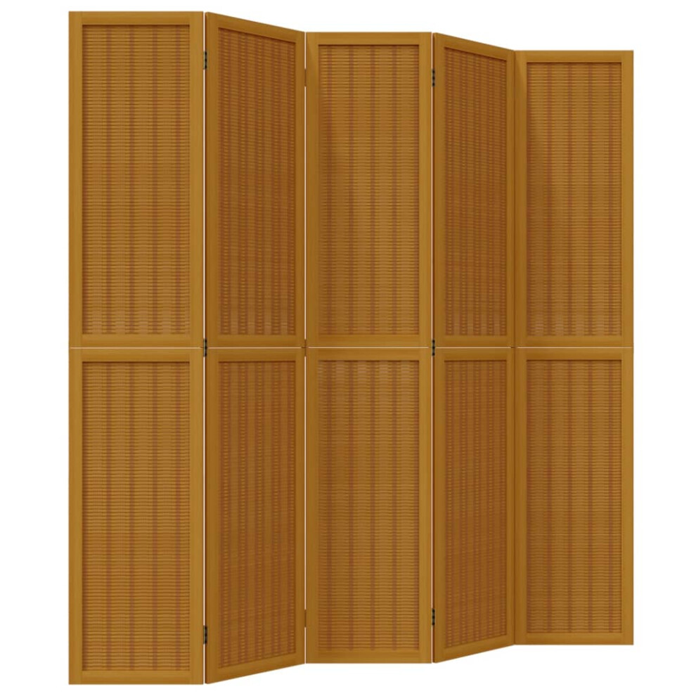 (40 x 200 cm/ 5 piece) vidaXL Room Divider Panel Office Privacy Screen Brown Solid Wood Paulownia