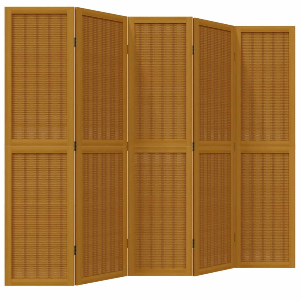 (40 x 160 cm/ 5 piece) vidaXL Room Divider Panel Office Privacy Screen Brown Solid Wood Paulownia