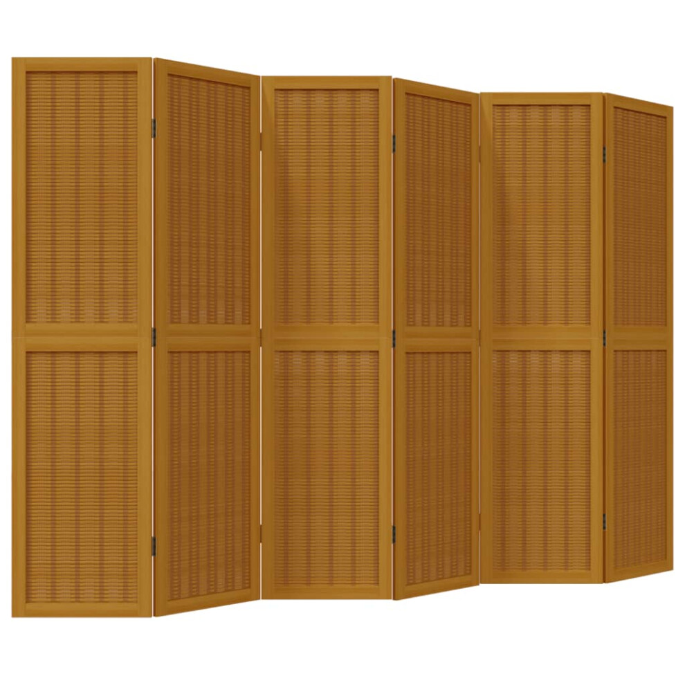 Vidaxl (40 X 160 Cm/ 6 Piece) Room Divider Panel Office Privacy Screen Brown Solid Wood Paulownia