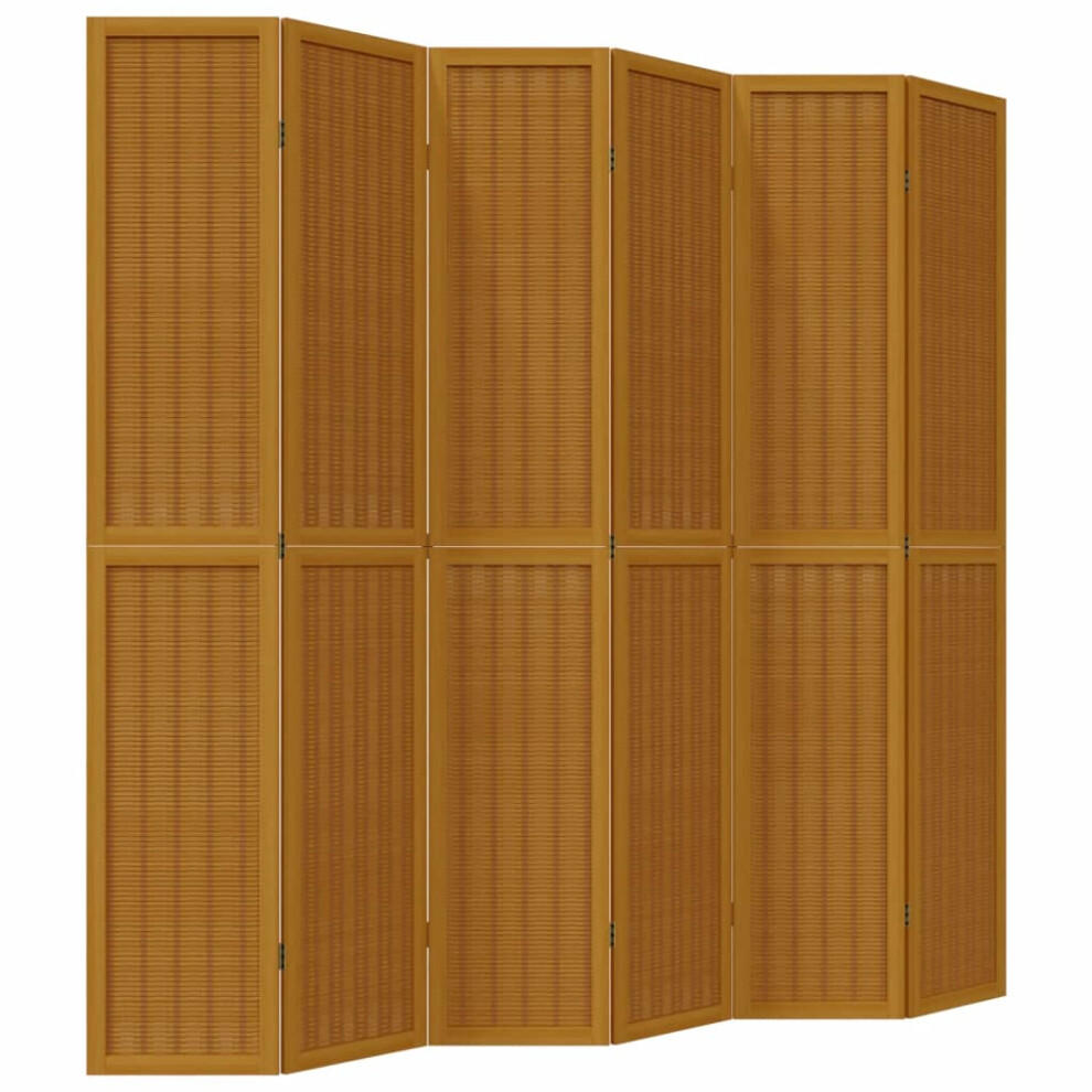 (40 x 220 cm/ 6 piece) vidaXL Room Divider Panel Office Privacy Screen Brown Solid Wood Paulownia