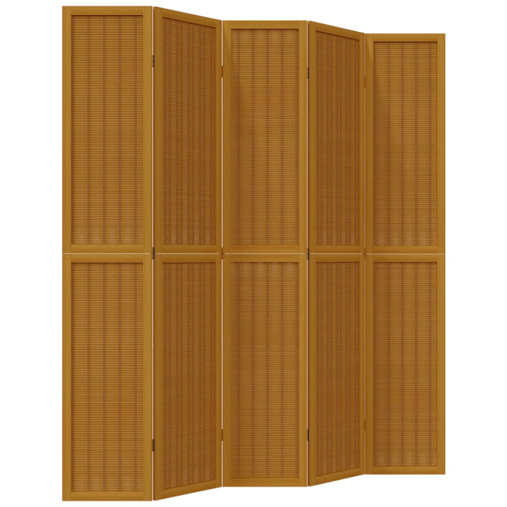 (40 x 220 cm/ 5 piece) vidaXL Room Divider Panel Office Privacy Screen Brown Solid Wood Paulownia