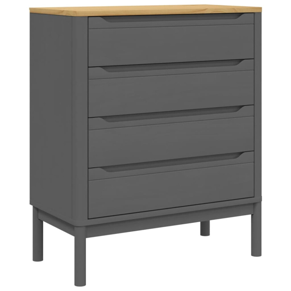 Vidaxl (Grey) Chest Of Drawers Storage Drawer Cabinet Sideboard Solid Wood Pine Grey