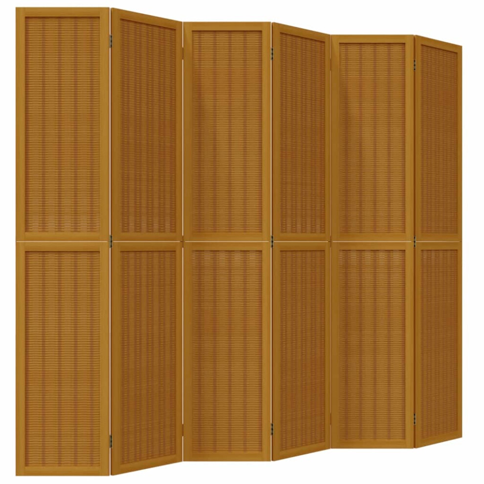 (40 x 200 cm/ 6 piece) vidaXL Room Divider Panel Office Privacy Screen Brown Solid Wood Paulownia