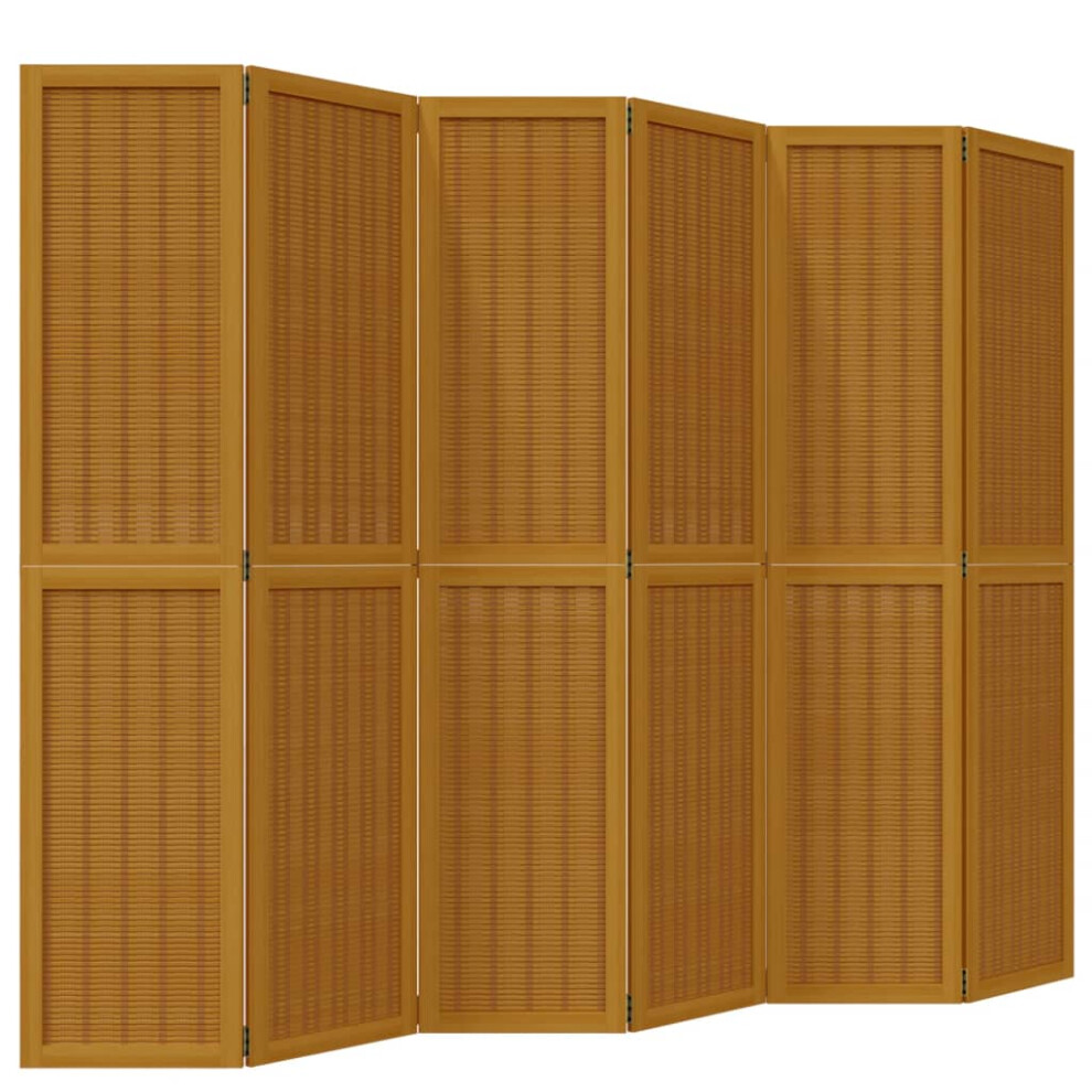 (40 x 180 cm/ 6 piece) vidaXL Room Divider Panel Office Privacy Screen Brown Solid Wood Paulownia