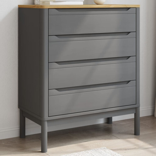VidaXL vidaXL Kommode FLORO Grau Massivholz Kiefer 2