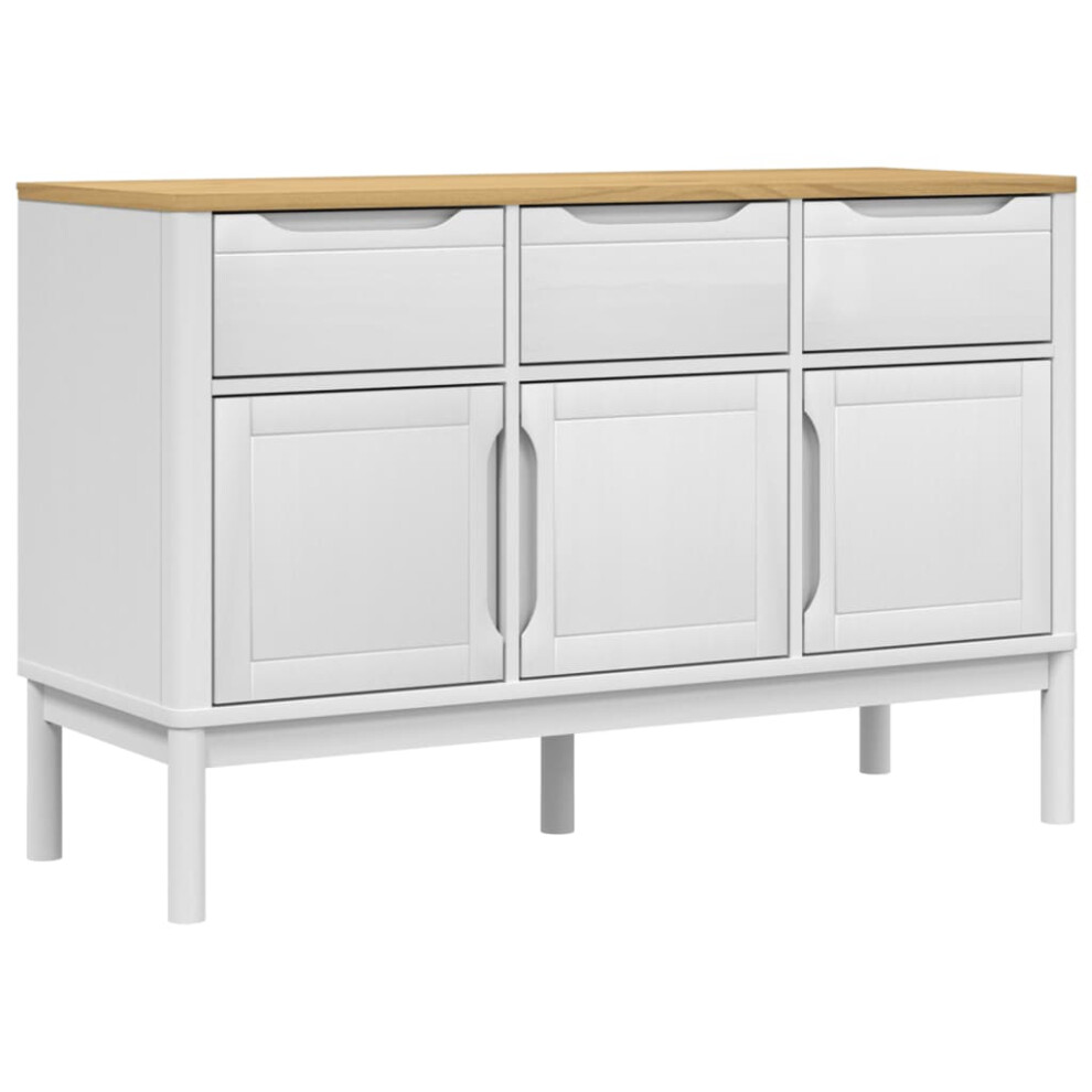 (white) vidaXL Sideboard Cupboard Side Cabinet Home Storage Highboard Solid Wood Pine