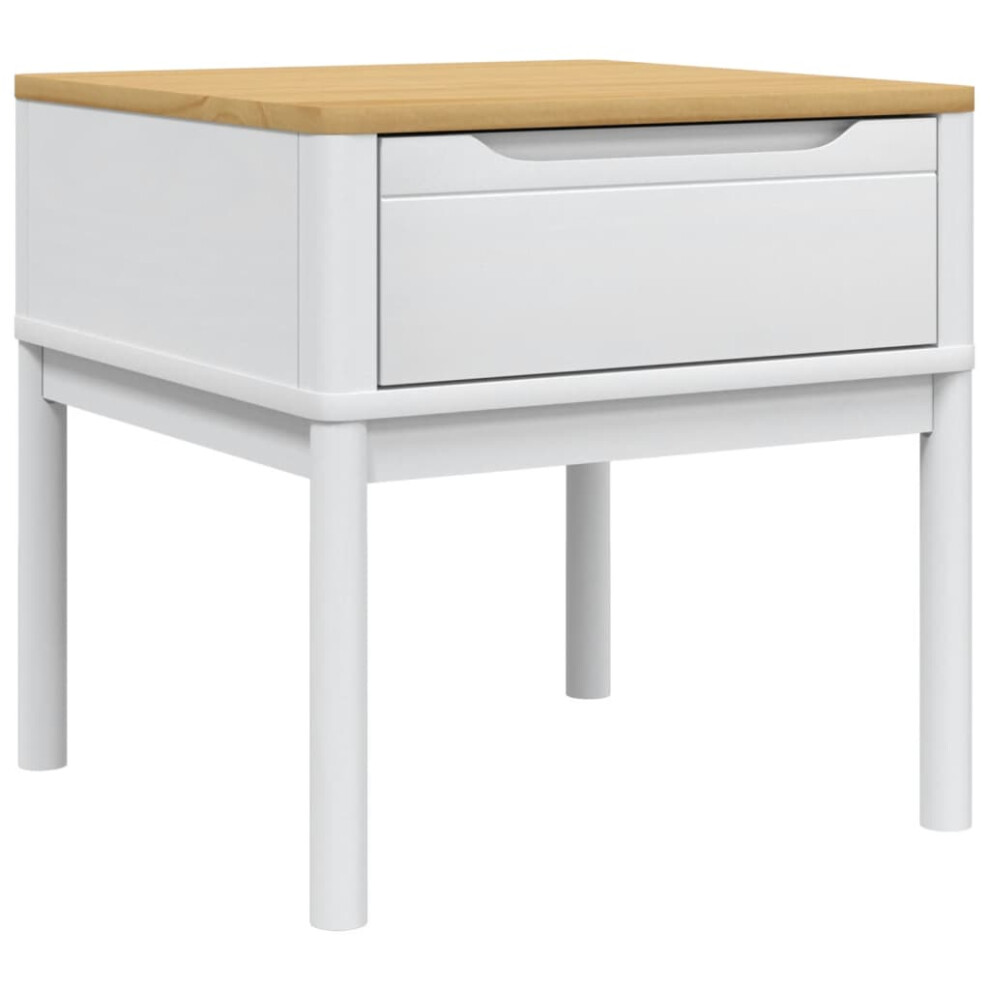 Vidaxl (White) Lamp Table Hallway Side Table Bedside Accent Table Solid Wood Pine White