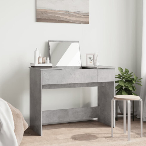 VidaXL (concrete grey) vidaXL Dressing Table with Mirror Cosmetic Table Makeup Table Vanity Desk 2